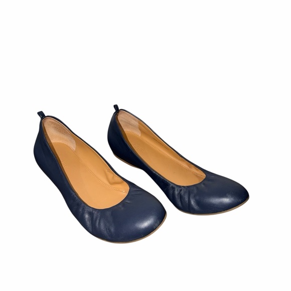 J.Crew Cece Navy Leather Round Toe Slip on Ballet Flat Made in Italy Size 8.5 - Picture 6 of 9